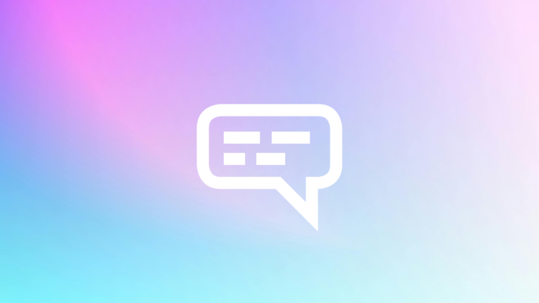 AI bot speech bubble on a colorful background.