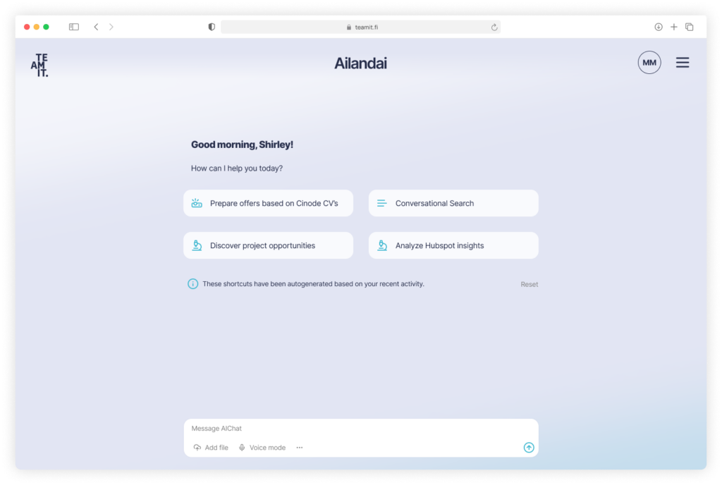 Ailandai (agentic AI platform) on desktop computer screenshot