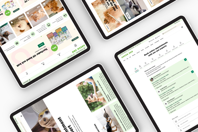 MustiGroup 4 tablets showing Arkenzoo pet online store visuals