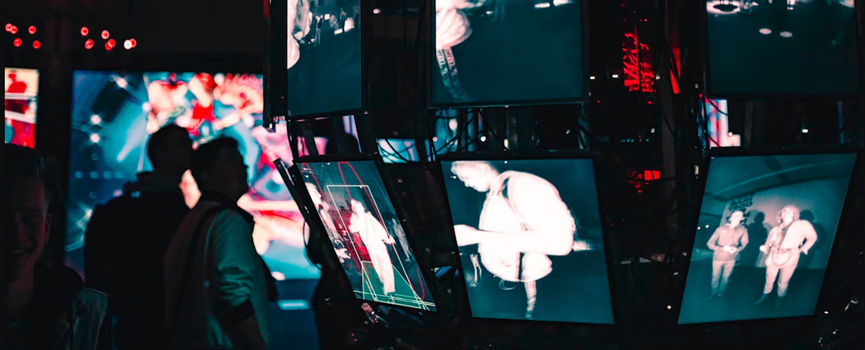 GenAI solutions. People watching art screens.